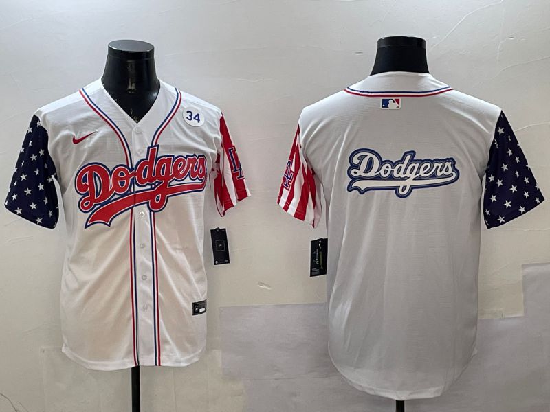 Men Los Angeles Dodgers Blank White a generation of national flags Joint name 2025 Nike MLB Jersey style 17